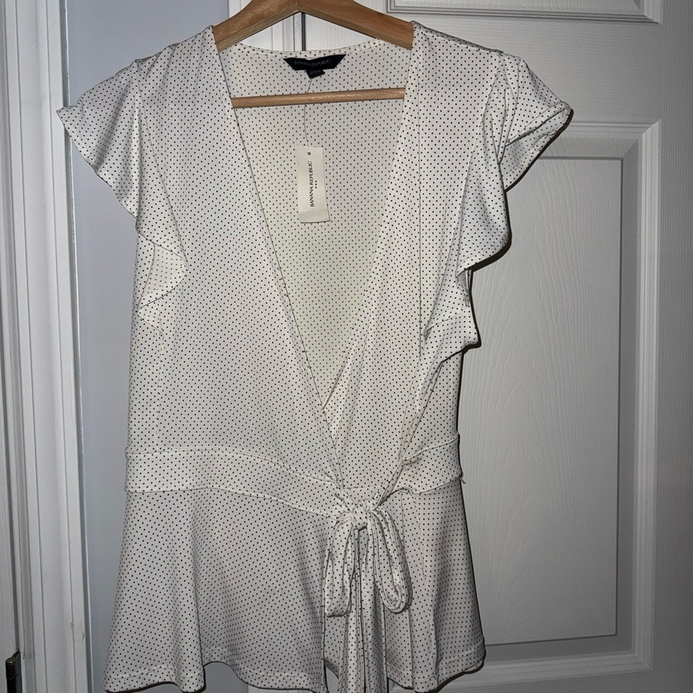 White Polka Dot Wrap top